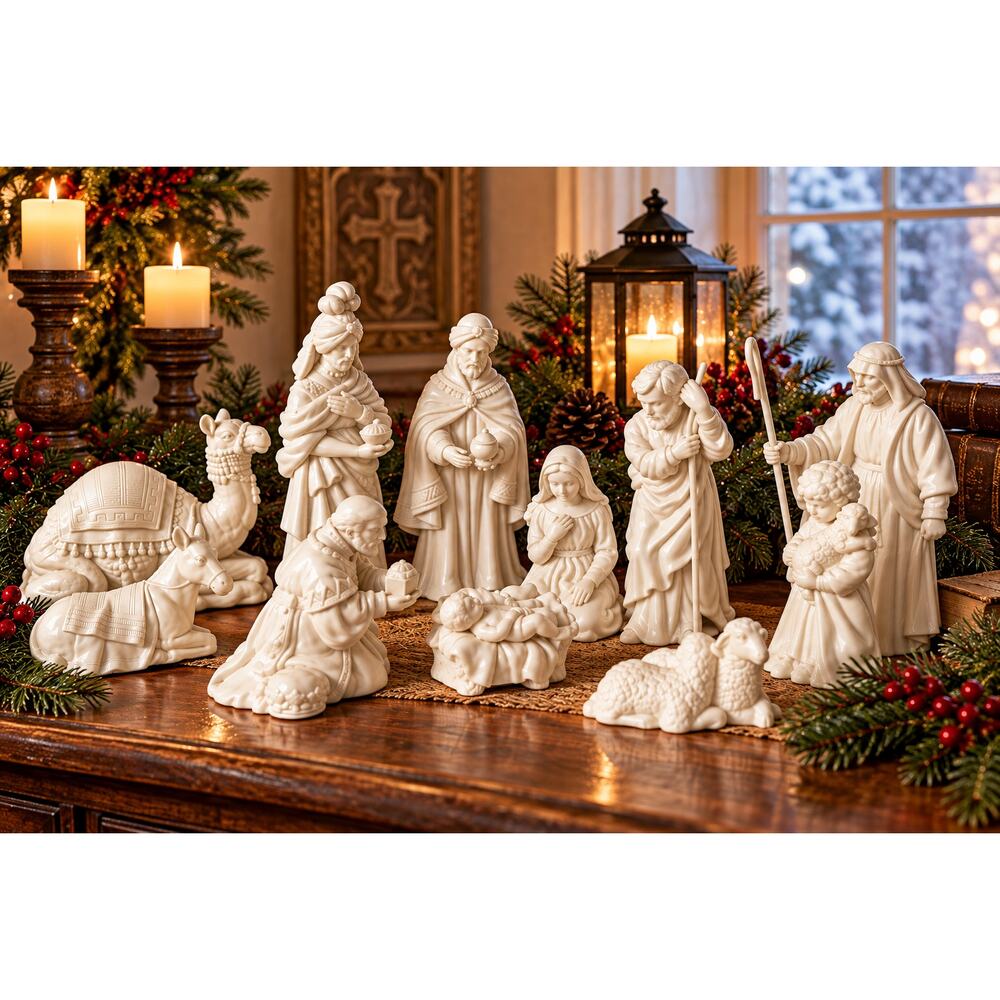 Vintage 1981 Avon Nativity Collectibles 11 Piece Porcelain Set w Boxes